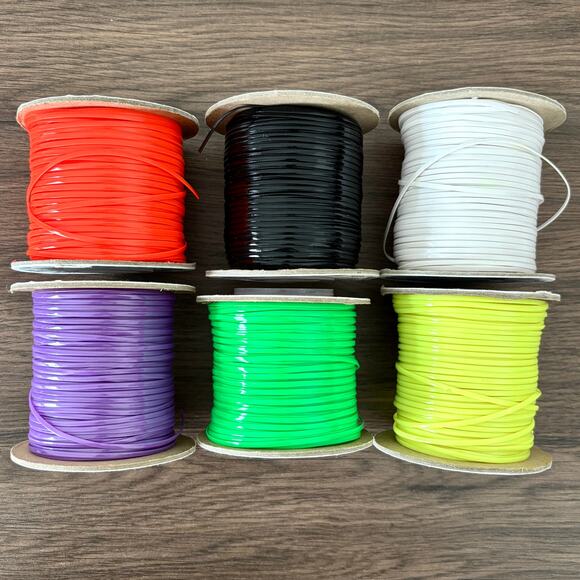 Rexlace Solids Spool Lot - 6 Spools - Purple Green Yellow Orange Black White - Picture 2 of 2